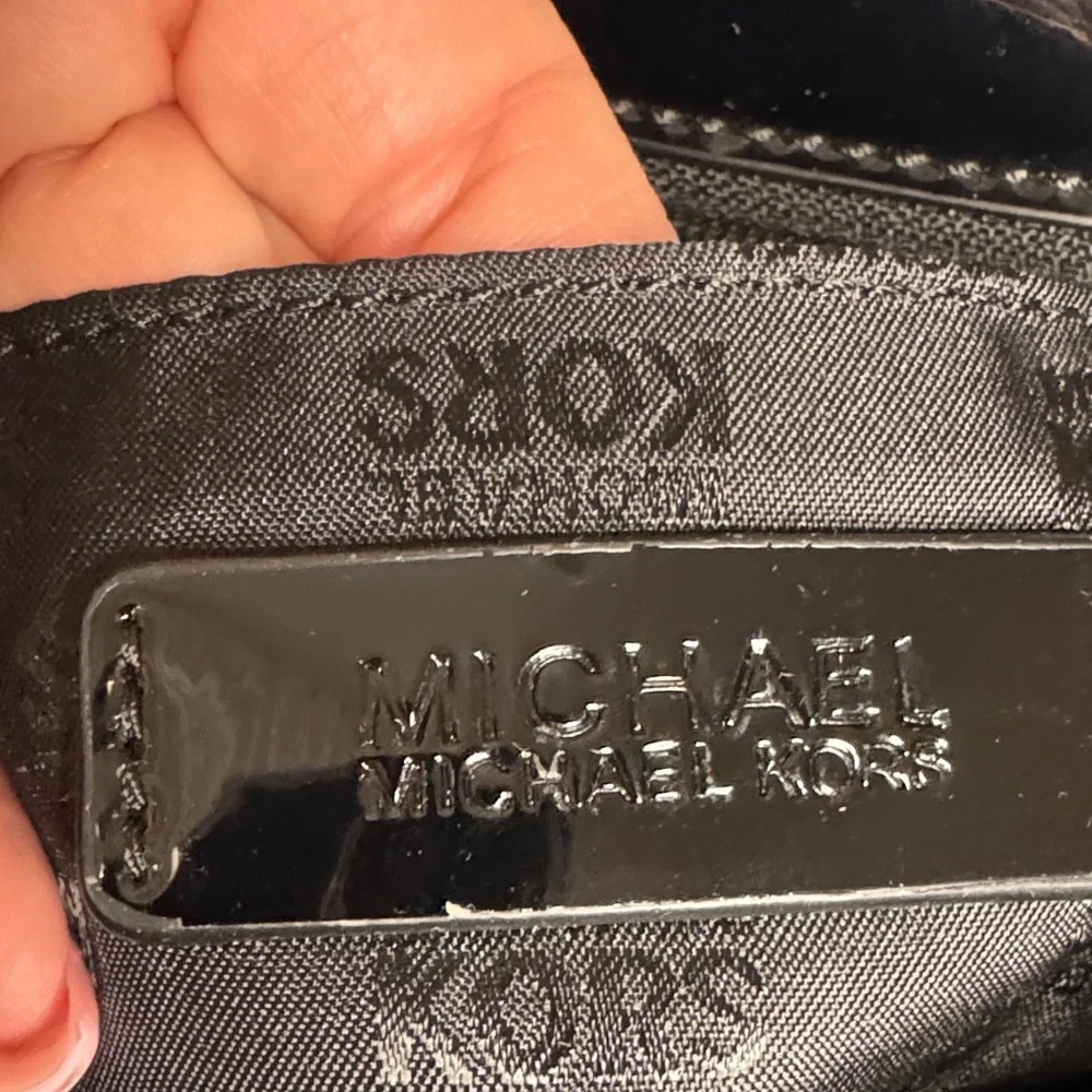 Michael Kors Glossy Black Tote with Gold Chains with Matching Wallet